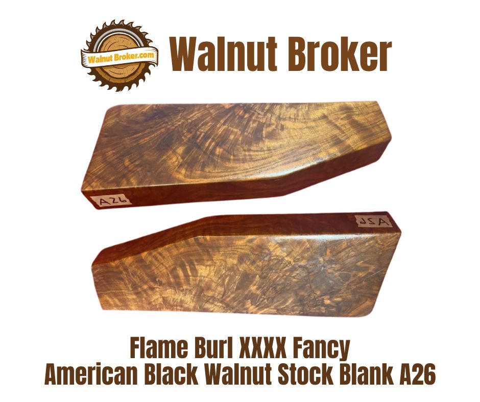 Flame Burl XXXX Fancy American Black Walnut Stock Blank A26
